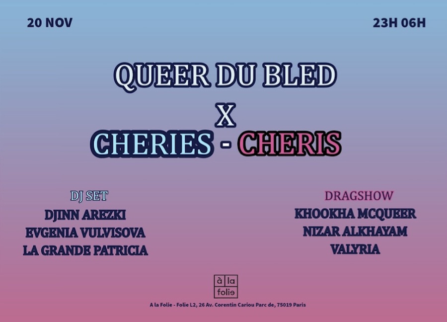 flyer soirée Queer du bled x Chéries-Chéris le 20/11
